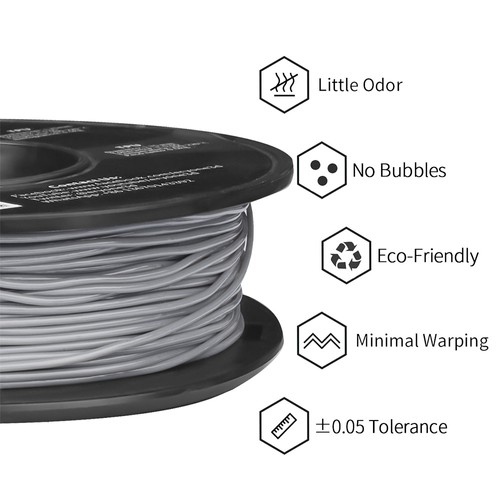 ERYONE TPU-Filament für 3D-Drucker, 1,75 mm, Toleranz 0,03 mm, 0,5 kg (1,1 LB)/Spule, Grau