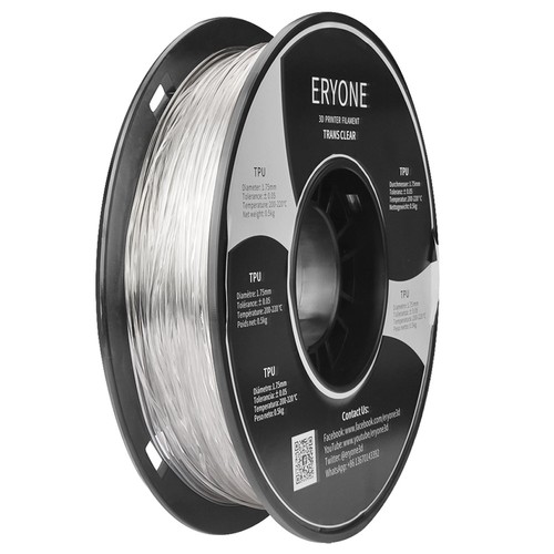 ERYONE TPU Filament för 3D-skrivare 1,75 mm Tolerans 0,03 mm 0,5 kg (1,1 LB) / Spole - Transparent