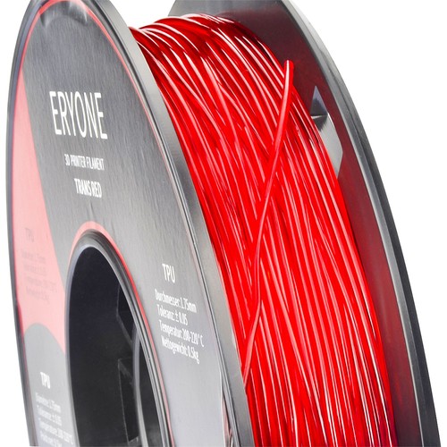 ERYONE TPU-Filament für 3D-Drucker, 1,75 mm, Toleranz 0,03 mm, 0,5 kg (1,1 LB)/Spule, Rot