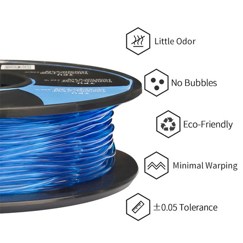 ERYONE TPU-filament för 3D-skrivare 1,75 mm Tolerans 0,03 mm 0,5 kg (1,1 LB) / Spole - Transparent Blue