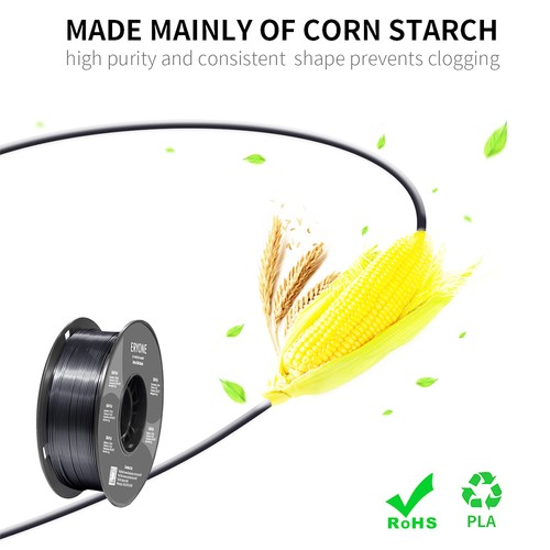 ERYONE Ultra Silk PLA-Filament für 3D-Drucker, 1,75 mm, Toleranz 0,03 mm, 1 kg (2,2 Pfund) / Spule, Schwarz