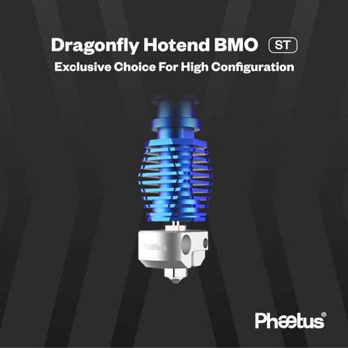 Phaetus Dragonfly HOTEND BMO ST Bimetal HEATBREAK för Bowden DDB Extruder Direct Drive - Blå