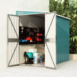 Wallmounted Garden Shed Green 118x194x178 cm Galvanised Steel