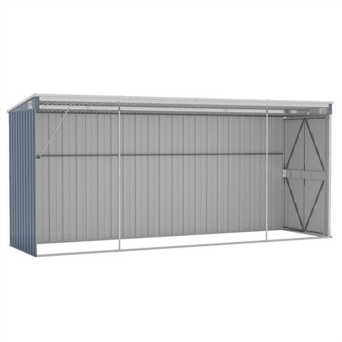 Wall-mounted Garden Shed Grey 118x382x178 cm Galvanised Steel