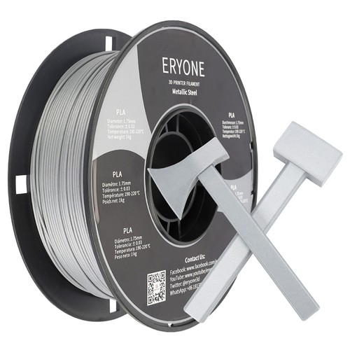 ERYONE PLA Filament for 3D Printer 1.75mm Tolerance 0.03mm 1kg  (2.2LBS)/Spool - Gray 