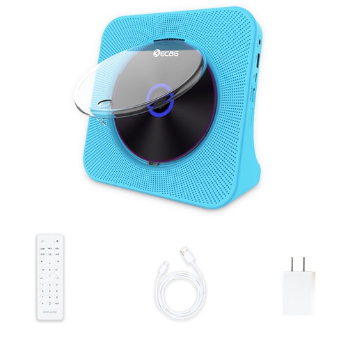 Kecag KC-806 Desktop-CD-Player mit LED-Anzeige, Bluetooth 5.0-Fernbedienung, UKW-Radio, MP3-Kopfhöreranschluss, USB – Blau