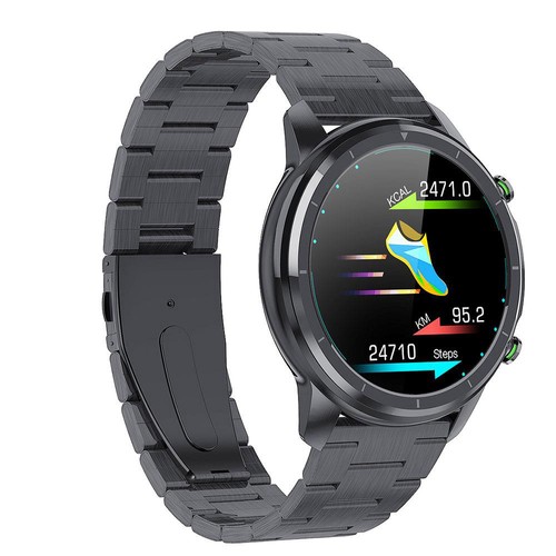 LEMFO LF26 Smartwatch Full Touch HD Amoled Screen Bluetooth 5.0 Sport Fitness Uhr Edelstahl - Schwarz