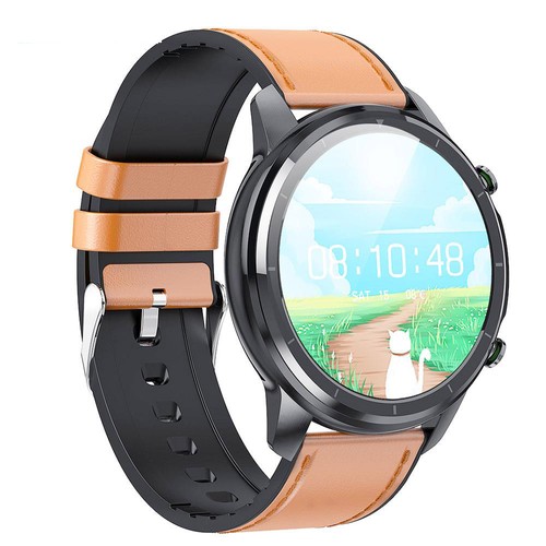 LEMFO LF26 Smartwatch Full Touch HD Amoled Screen Bluetooth 5.0 Sports Fitness Watch Läder - Svart Brun