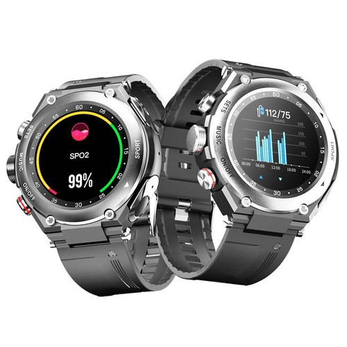 LEMFO T92 Smartwatch 1,28-tums IPS-sportklocka med full pekskärm i färg med BT-hörlurar - Silver