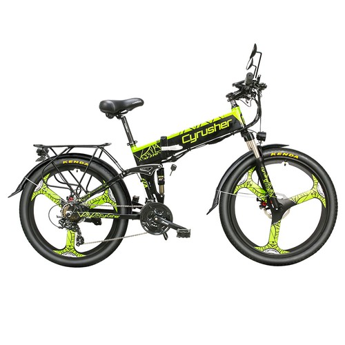 Cyrusher XF-770 折りたたみ自転車 グリーン/ブラック アクセル付 Cyrusher-XF770-Folding-