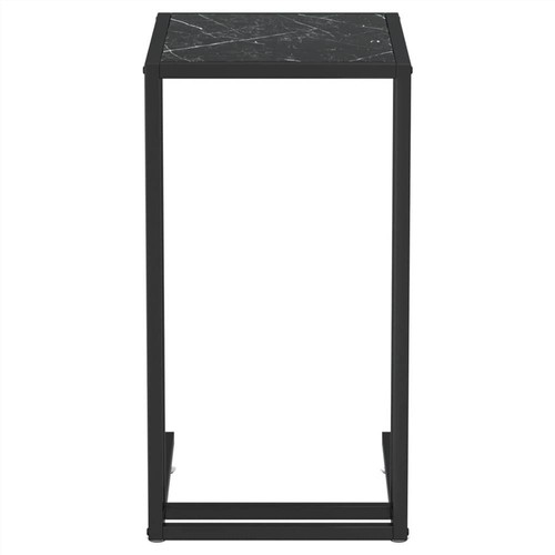 Computer-Beistelltisch aus schwarzem Marmor, 50 x 35 x 65 cm, gehärtetes Glas