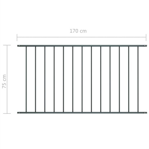 Fence Panel Powder-coated Steel 1.7x0.75 m Anthracite