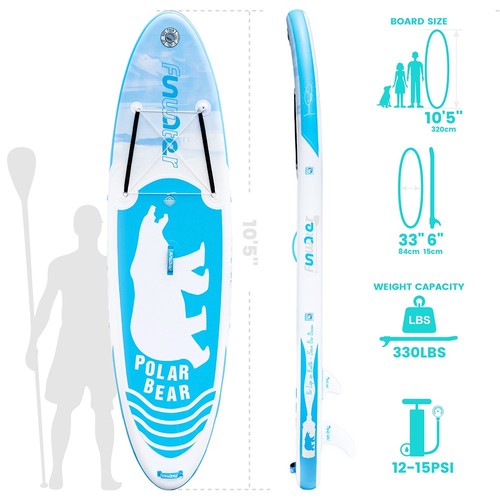 大学 割引 FunWater Polar Bear 320*83*15 Inch Inflatable Stand Up サーフィン・ボディボード