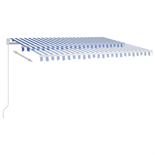 Automatisch einziehbare Markise mit Pfosten 4,5 x 3 m Blau&Weiß