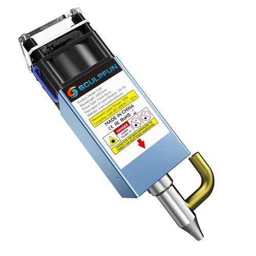 SCULPFUN S10 10-W-Lasermodul-Set mit festem Fokuskopf für Lasergravierer und -schneider mit 0,08 mm ultrafeinem komprimiertem Punkt