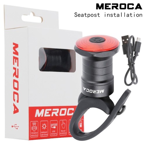 MEROCA WR15 Smart Bike Rücklicht Brake Sensing Fahrradrücklicht mit 500mAh Akku 7 Lichtmodi für Sattelstütze