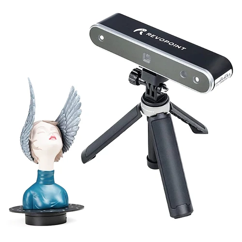 Revopoint POP 2 3D Scanner Premium Edition, Handheld and Turnable 2 in 1,  0.1mm Accuracy, 0.15mm Point Distance, 10Hz FPS, 6DoF Gyro, Color Effect, 