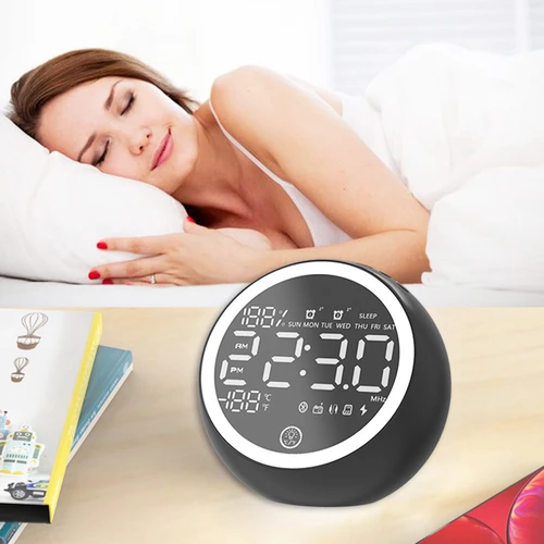 Kids Alarm Clock Bluetooth Speaker Bedside Alarm Clock,mirror