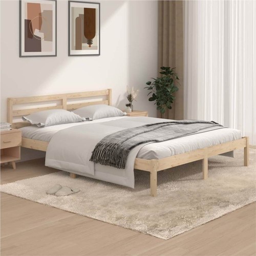 Bed Frame Solid Wood Pine 160x200 cm 5FT King Size