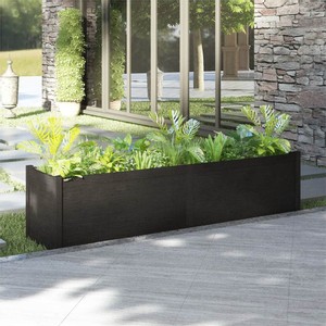 Garden Planter Black 200x50x50 cm Solid Pinewood