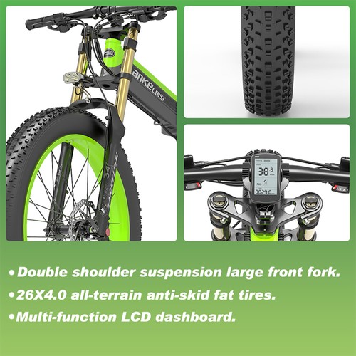 LANKELEISI T750 Plus Big Fork Electric Bike Battery Green