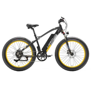 LANKELEISI XC4000 Electric Bike 26*4.0 Inch Fat Tires 1000W Motor 40Km/h Max Speed 48V 17.5Ah Battery Shimano 7 Speed 120Km Range 1800Kg Max Load – Yellow