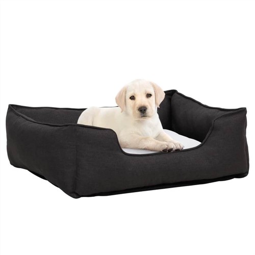 Dog Bed Dark Grey and White 85.5x70x23 cm Linen Look Fleece