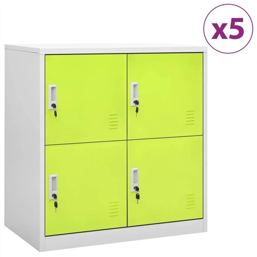 Locker 5 pcs Light Grey and Green 90x45x92.5 cm Steel
