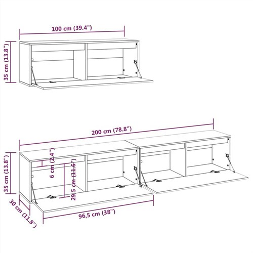 TV Cabinets 3 pcs Black Solid Wood Pine