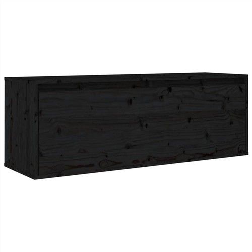 TV Cabinets 3 pcs Black Solid Wood Pine