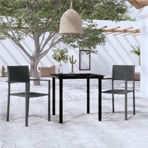 3 Piece Garden Dining Set Black