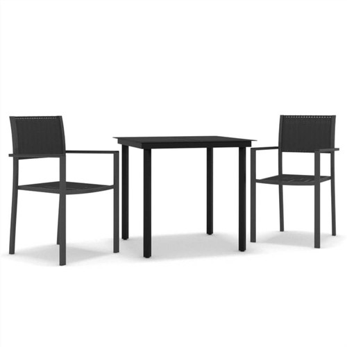 3 Piece Garden Dining Set Black