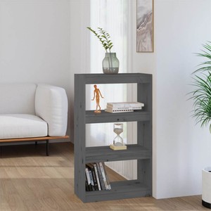 Book CabinetRoom Divider Grey 60x30x1035 cm Solid Wood Pine