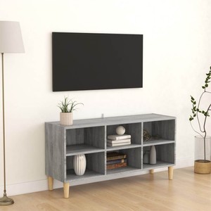 TV Cabinet with Solid Wood Legs Grey Sonoma 1035x30x50 cm
