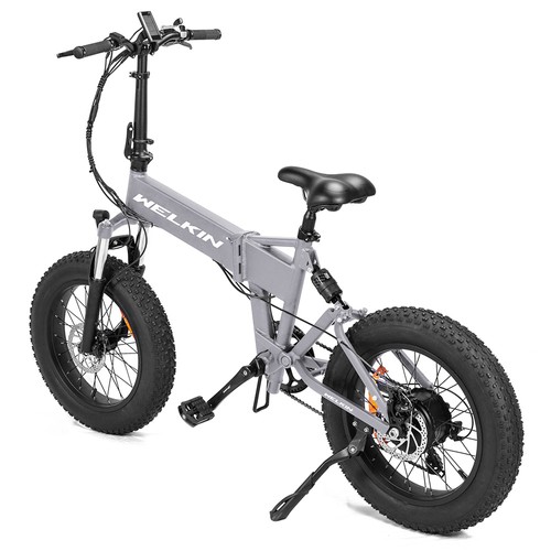 WELKIN WKES001 Elektrofahrrad Snowbike 500 W Bürstenloser Motor 48 V 10,4 Ah Batterie 20 Zoll Reifen Shimano 7 Gänge – Silber