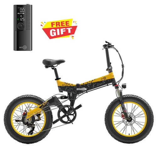 BEZIOR XF200 Folding Electric Bike 20x4.0 inch 15Ah 1000W Black Yellow
