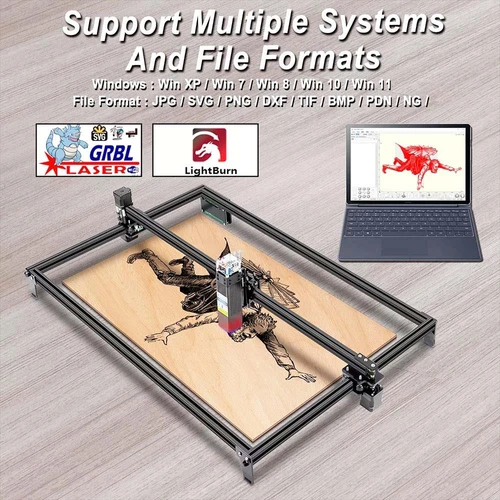 10W Laser Engraver Cutter Machine, Compressed Spot 0.06mm, Support  LightBurn and GRBL