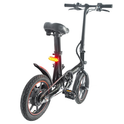 Happyrun HR-X40 Leichtes Elektrofahrrad, 350-W-Motor, 36-V-6-Ah-Batterie, 14-Zoll-Straßenreifen, 25 km Reichweite, 25 km/h Höchstgeschwindigkeit, Schwarz