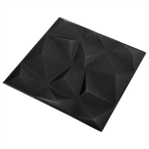 3D-Wandpaneele 48 Stück 50x50 cm Diamantschwarz 12 m²