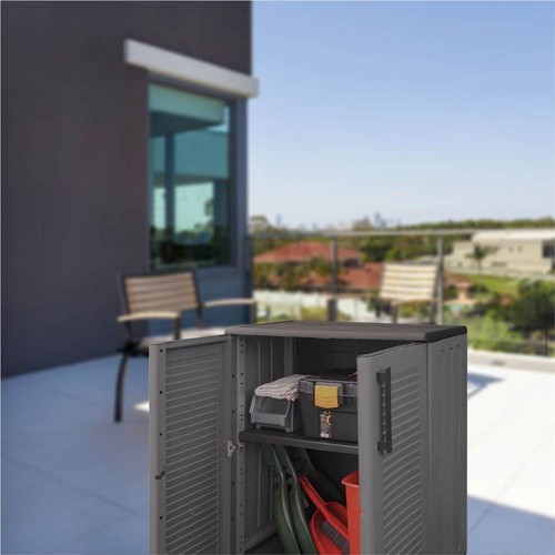 Garden Storage Grey and Black 68x37x84 cm PP