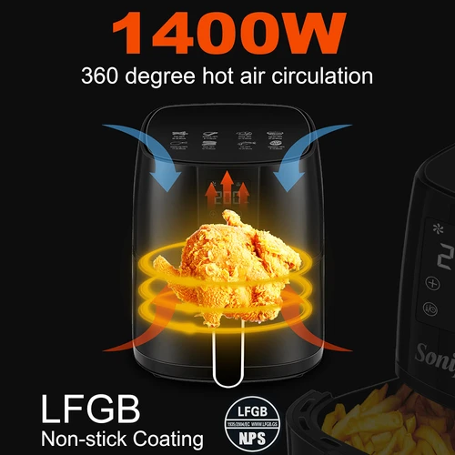 Sonifer SF1010 1400W 4.2L Air Fryer without Oil Oven, Touchscreen