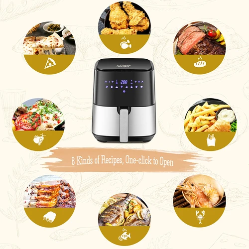 Sonifer SF1014 1450W 5L Air Fryer without Oil, LED Touchscreen, 360 Degree  Baking, Electric Deep Fryer Nonstick Basket 