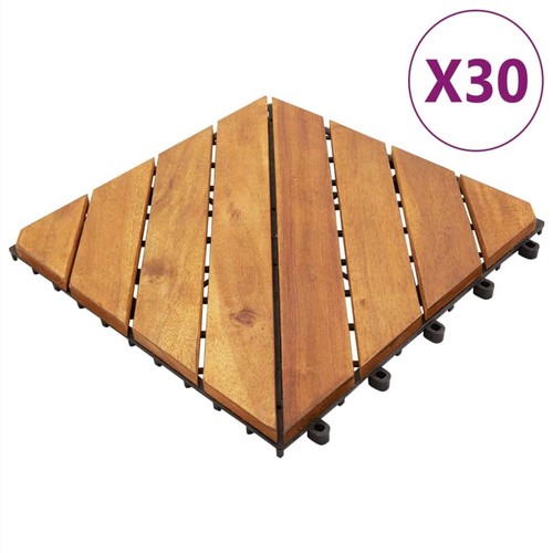 Decking Tiles 30 pcs Brown 30x30 cm Solid Wood Acacia