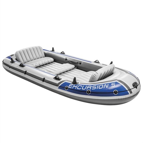 Intex Inflatable Boat Set Excursion 5 with Trolling Motor and Bracket