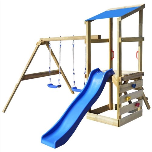 Playhouse Set with Ladder, Slide and Swings 290x260x235 cm Wood