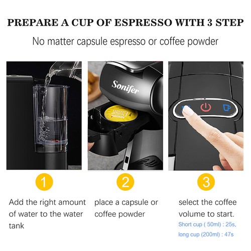 Sonifer SF3551 1450W Espresso Coffee Machine Capsule Coffee Maker