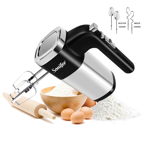 Sonifer SF7017 500W Electric Whisk Food Mixer, Cuisine Blender with Double Hooks, Cake Egg Beater Handheld Mixer Machine