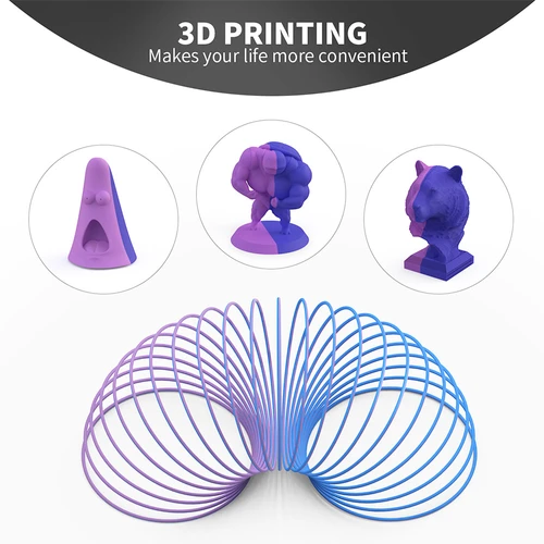 ERYONE Matte Dual Color PLA Filament 1.75 mm for 3D Printers,Accuracy +/-  0.03mm,1kg/ Spool(2.2lbs), Matte Blue&Purple