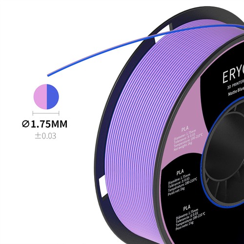 ERYONE Dubbelfärgad Matt PLA-filament för 3D-skrivare, 1,75 mm noggrannhet /- 0,03 mm, 1 kg (2,2 lbs)/spole - blå och lila