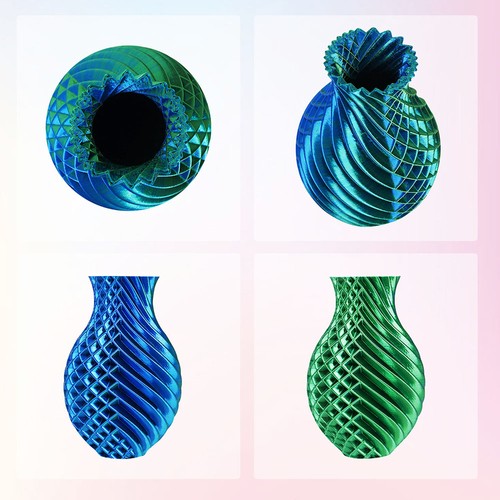 ERYONE Zweifarbiges Silk PLA-Filament für 3D-Drucker, 1,75 mm Toleranz / - 0,03 mm, 1 kg (2,2 Pfund)/Spule – Blau und Grün